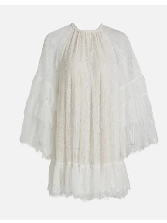 Alice & Olivia Delia Lace Ruffled Tunic Minidress - Picture 4 of 15